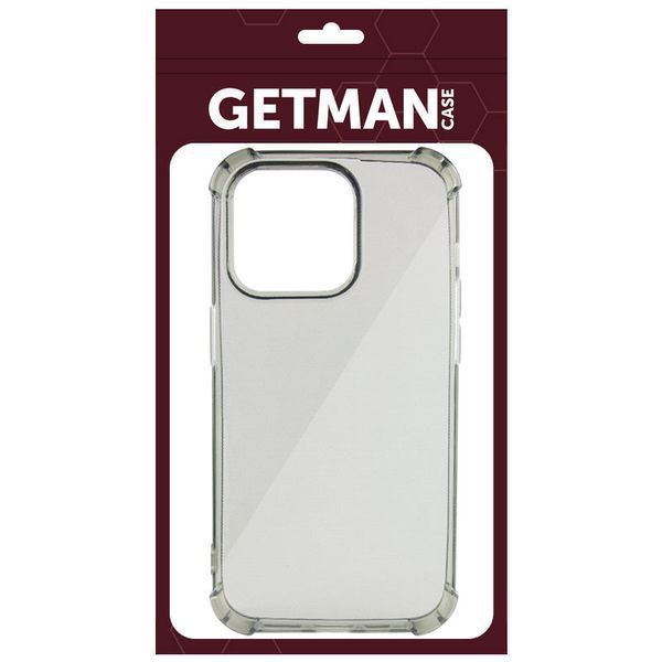 TPU чохол GETMAN Ease logo посилені кути для Apple iPhone 14 Pro Max (6.7") Сірий (прозорий) 254566 фото