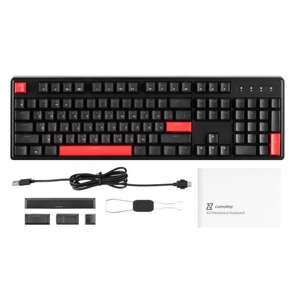 Клавіатура механічна Lemokey X3 104Key, Keychron Brown, USB-A, QMK/VIA, Hot-Swap, EN/UKR, RGB, чорний (X3-H3-UA) 371663 фото