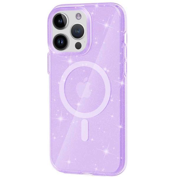 Чохол TPU Galaxy Sparkle (MagFit) для Apple iPhone 16 Pro (6.3") Purple+Glitter 317031 фото
