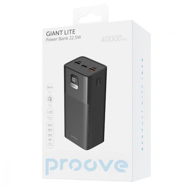 Портативна батарея Proove 40000mAh 22.5W Giant Lite (PBGI20312201) Black 325282 фото