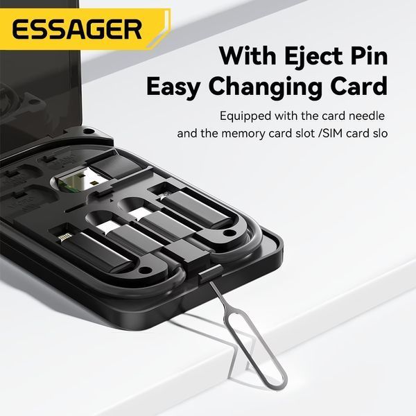 Кабель ESSAGER geometric multifunctional data cable storage box (ECJHZ-JH01-P) Black 314534 фото