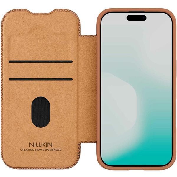 Шкіряний чохол-книжка Nillkin Qin Pro Camshield для Apple iPhone 17 (6.3") Brown 401084 фото