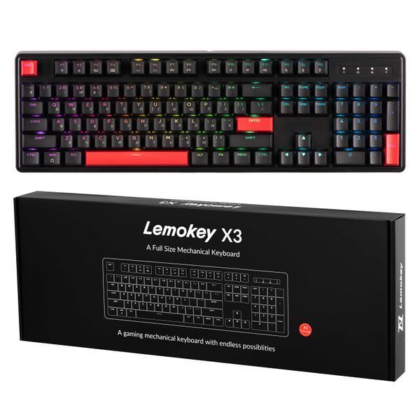 Клавіатура механічна Lemokey X3 104Key, Keychron Brown, USB-A, QMK/VIA, Hot-Swap, EN/UKR, RGB, чорний (X3-H3-UA) 371663 фото