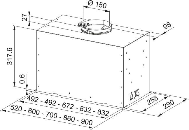 Витяжка Franke вбудовувана, 70см, 1250м.куб/год, Box Flush Basic FBFE BK A70, чорний 374008 фото