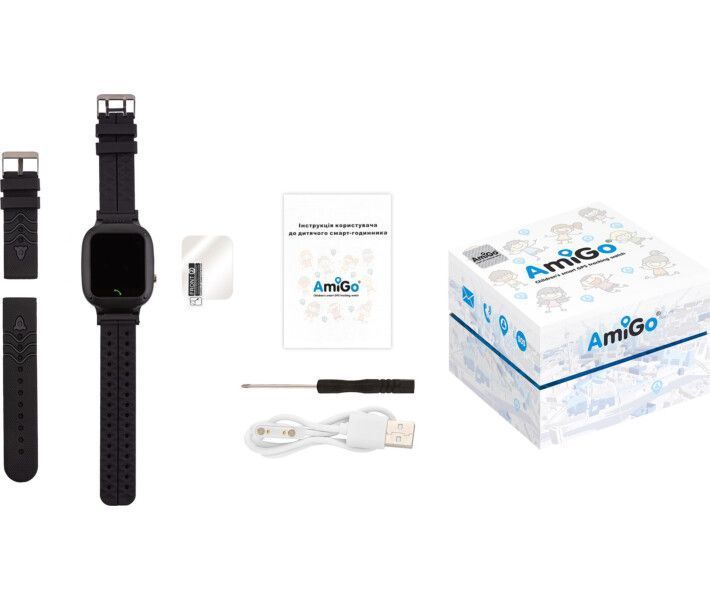 Дитячий смарт-годинник AmiGo GO004 SP Camera+LED Black 224668 фото