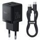 Зарядний Пристрій Baseus Palm Fast Charger Type-C+USB 20W (With Cable Type-C to Type-C 60W 1m) (P10111608213-01) White 347070 фото 5
