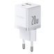 Зарядний Пристрій Baseus Palm Fast Charger Type-C+USB 20W (With Cable Type-C to Type-C 60W 1m) (P10111608213-01) White 347070 фото 1