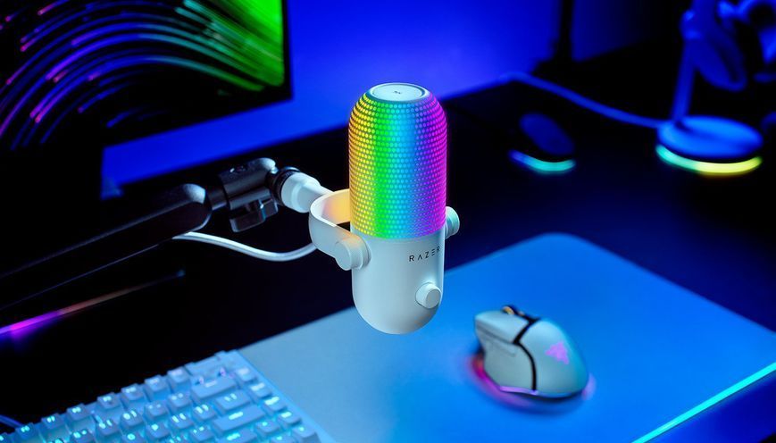 Мікрофон геймінговий Razer Seiren V3 Chroma, Uni, RGB, USB-A, 2м, білий (RZ19-05060200-R3M1) 375071 фото