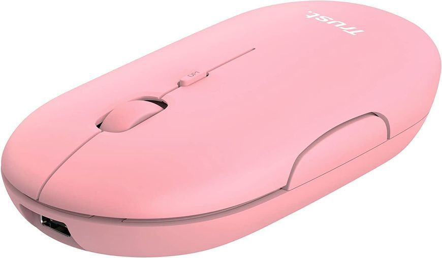 Миша Trust Puck Rechargeable, Ultra-Thin, BT/WL, Silent, рожевий (24125_TRUST) 363537 фото