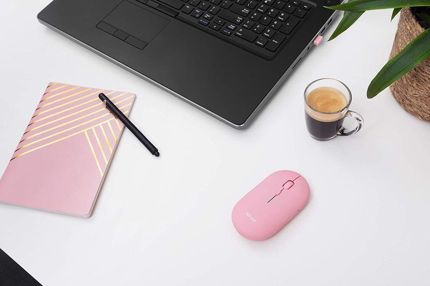 Миша Trust Puck Rechargeable, Ultra-Thin, BT/WL, Silent, рожевий (24125_TRUST) 363537 фото