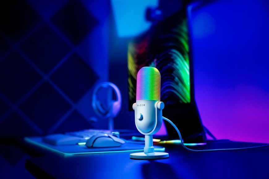 Мікрофон геймінговий Razer Seiren V3 Chroma, Uni, RGB, USB-A, 2м, білий (RZ19-05060200-R3M1) 375071 фото