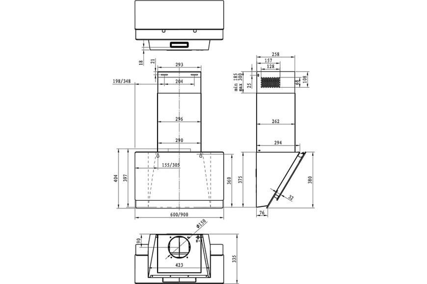 Витяжка Gorenje похила, 60см, 639м.куб/год, чорний (WHI649B21S) 374913 фото
