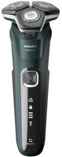 Бритва електр. Philips роторна Series 5000, 9Вт, бритв.головок-3, Li-Ion, сух.+волог., тример, чорно-зелений (S5884/50) 371518 фото