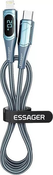 Кабель Essager LED Digital Display PD 20W Fast Charging Type C to Lightnining USB Cable 1m (EXCTL-YD03) Blue 314529 фото