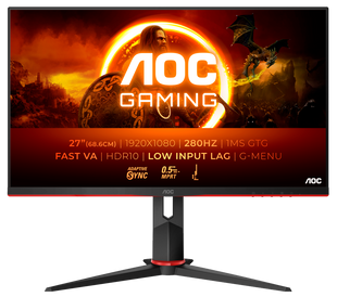 Монiтор TFT AOC 27" 27G2ZN3/BK VA FHD 300nit 280Hz 2*HDMI DP Pivot Black/Red 319095 фото