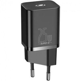 Зарядний Пристрій Baseus 1Type-C Super Si 25W + Cable Type-C to Type-C 1m (TZCCSUP-L01) Чорний 224590 фото