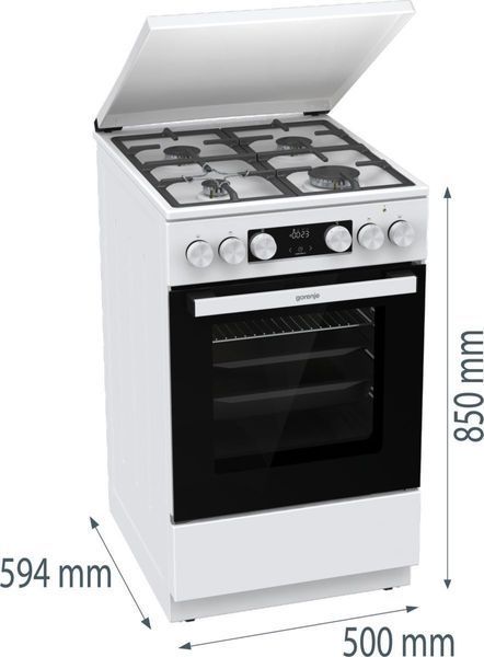 Плита Gorenje комбінована, 70л, 50x60см, IconLed, чавун, з кришкою, білий (GK5C42WF-B) 374100 фото
