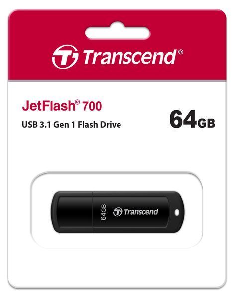 Накопичувач Transcend 64GB USB 3.1 Type-A JetFlash 700 Чорний (TS64GJF700) 374905 фото