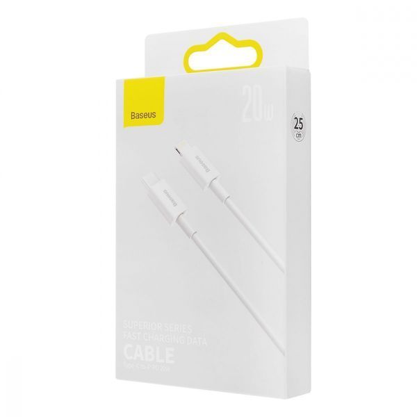 Кабель Baseus Superior Series Fast Charging Data Cable Type-C To IP PD 20W 0.25m (CATLYS-02) White 268610 фото