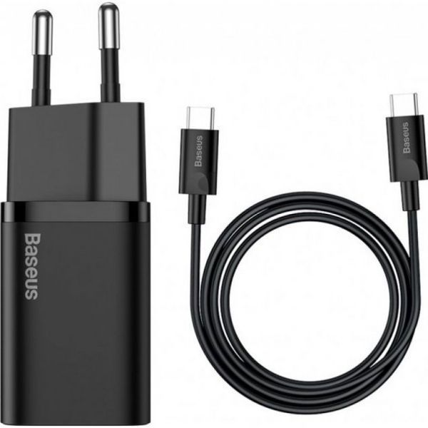Зарядний Пристрій Baseus 1Type-C Super Si 25W + Cable Type-C to Type-C 1m (TZCCSUP-L01) Чорний 224590 фото