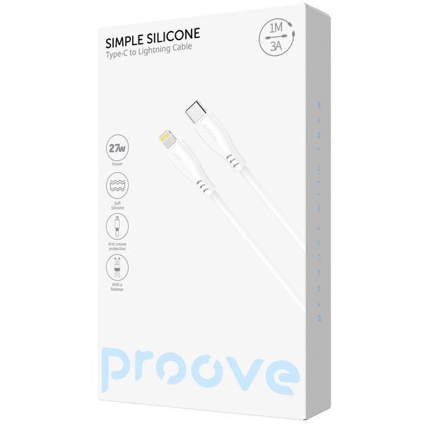 Кабель Proove Simple Silicone Type-C to Lightning 27W (1m) white (CCSS27002102) 383260 фото
