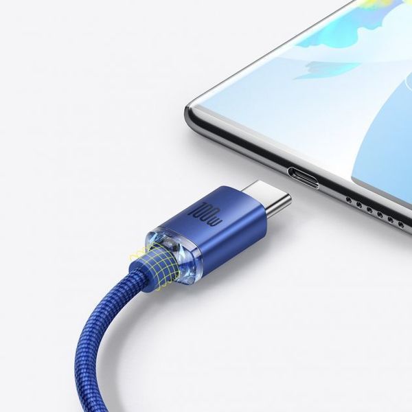 Кабель Baseus Crystal Shine Series Fast Charging Data USB кабель USB To Type-C 100W 1.2m (CAJY000403) Blue 260556 фото