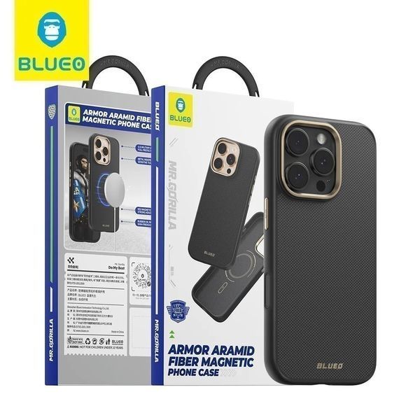 Чохол-накладка iPhone 16 Pro Blueo Armor Aramid Fiber Phone Case (600D) with MagSafe (BL060-I16PBLK) Black 355408 фото