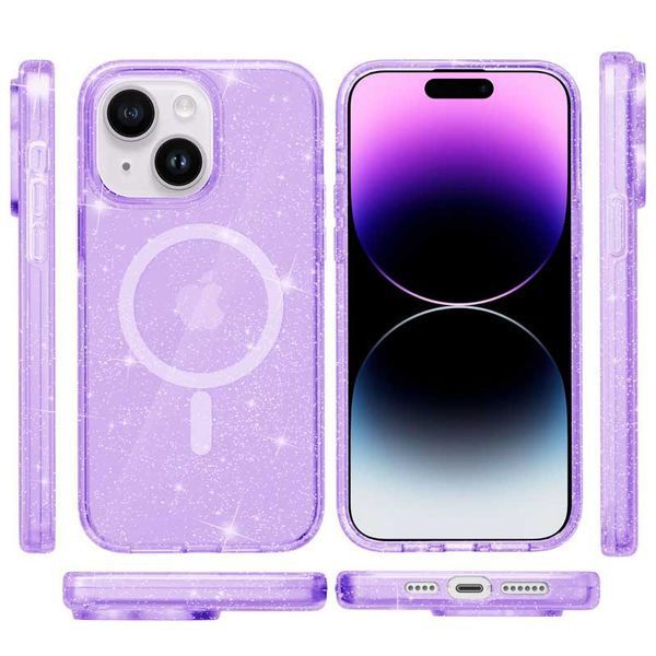 Чохол TPU Galaxy Sparkle (MagFit) для Apple iPhone 15 Plus (6.7") Purple+Glitter 277403 фото