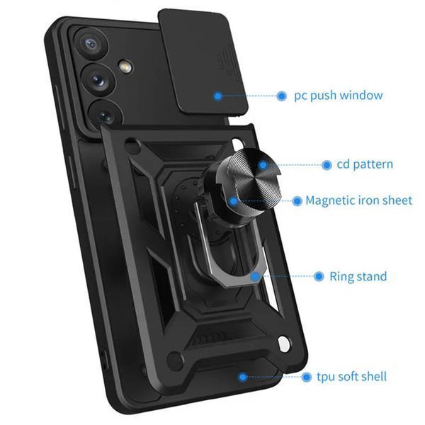 Ударостійкий чохол Camshield Serge Ring для Samsung Galaxy S24 FE Чорний 329361 фото