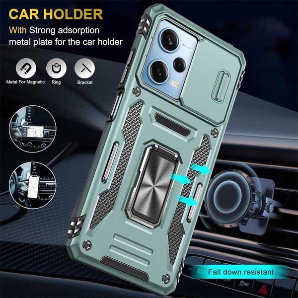 Ударостійкий чохол Camshield Army Ring для Xiaomi Redmi 12 / Poco M6 Pro 5G Зелений / Light Green 283609 фото