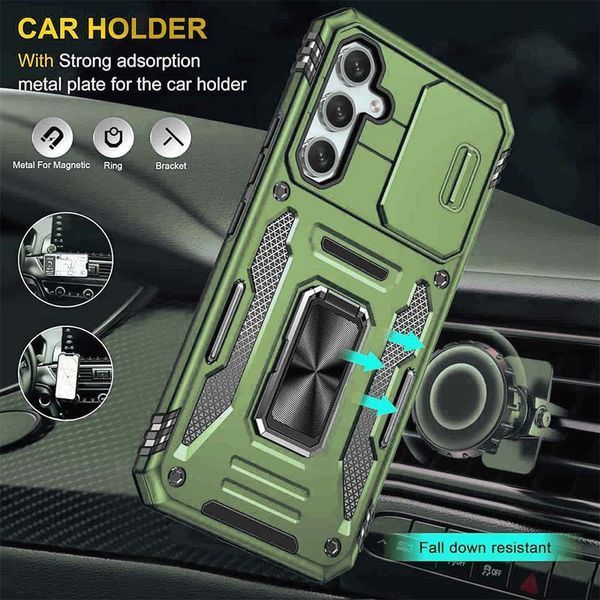 Ударостійкий чохол Camshield Army Ring для Samsung Galaxy S24 FE Оливковий / Army Green 338025 фото