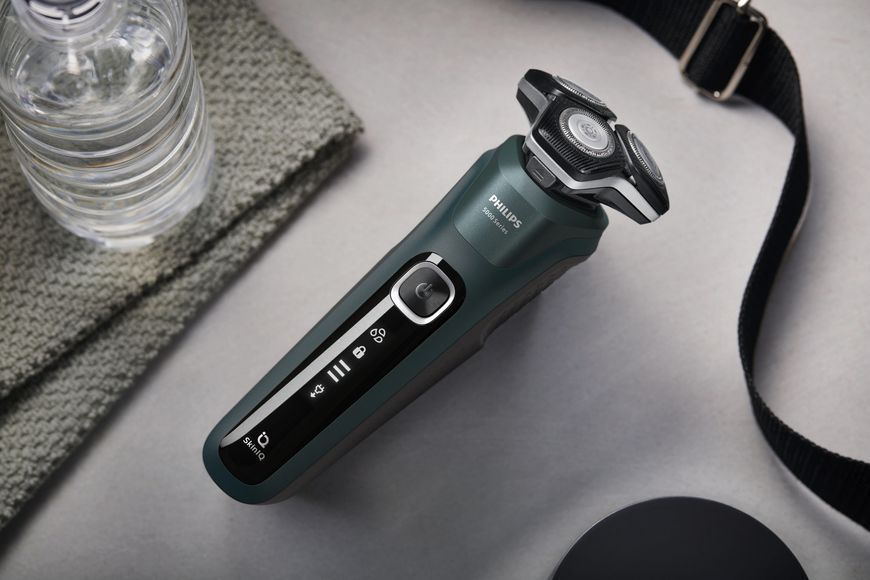 Бритва електр. Philips роторна Series 5000, 9Вт, бритв.головок-3, Li-Ion, сух.+волог., тример, чорно-зелений (S5884/50) 371518 фото