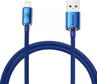 Кабель Baseus Crystal Shine Series Fast Charging Data USB кабель USB To IP 2.4 A 2M (CAJY000103) Blue 253536 фото