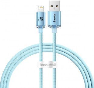 Кабель Baseus Crystal Shine Series Fast Charging Data USB кабель USB To IP 2.4A 1.2m (CAJY001103) Sky Blue 260562 фото