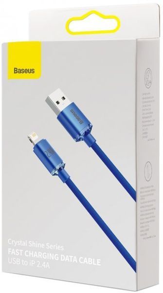 Кабель Baseus Crystal Shine Series Fast Charging Data USB кабель USB To IP 2.4 A 2M (CAJY000103) Blue 253536 фото