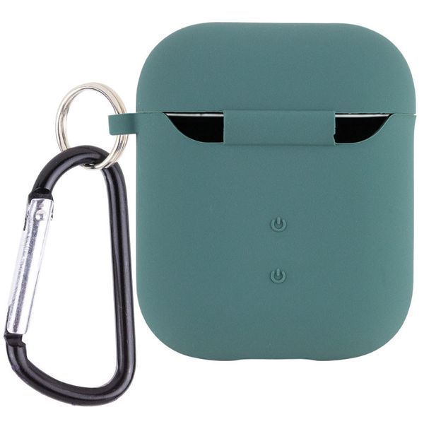 Силіконовий футляр з мікрофіброю для навушників Airpods 1/2 Зелений / Pine green 201984 фото