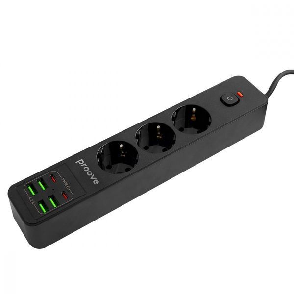 Мережевий Фільтр Proove Power Strip P-03 (3 розетки + 4 USB + 2 Type-C) 2М (PSP342420001) Black 324824 фото