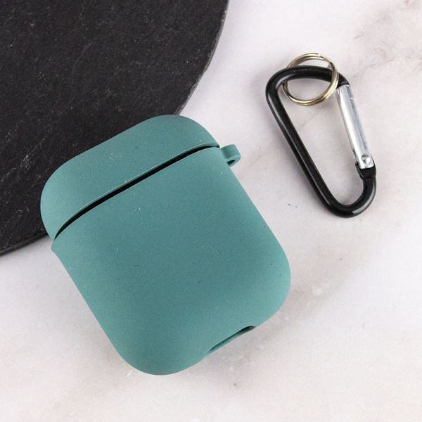 Силіконовий футляр з мікрофіброю для навушників Airpods 1/2 Зелений / Pine green 201984 фото