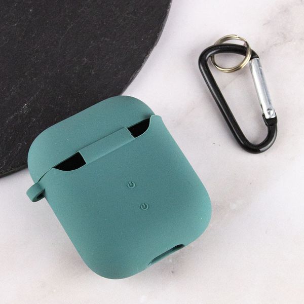 Силіконовий футляр з мікрофіброю для навушників Airpods 1/2 Зелений / Pine green 201984 фото