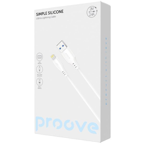 Кабель Proove Simple Silicone USB to Lightning 2.4A (2m) white (CCSS12001122) 388082 фото