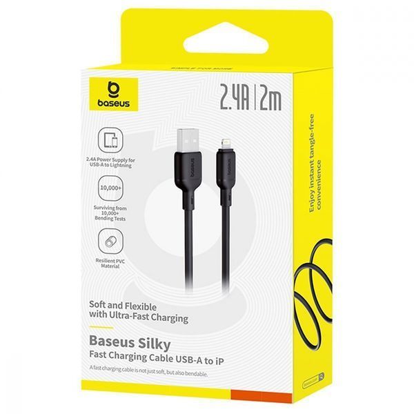 Кабель Baseus Silky Series Fast Charging Lightning 2.4A (2m) (P10377702113-01) black 356179 фото