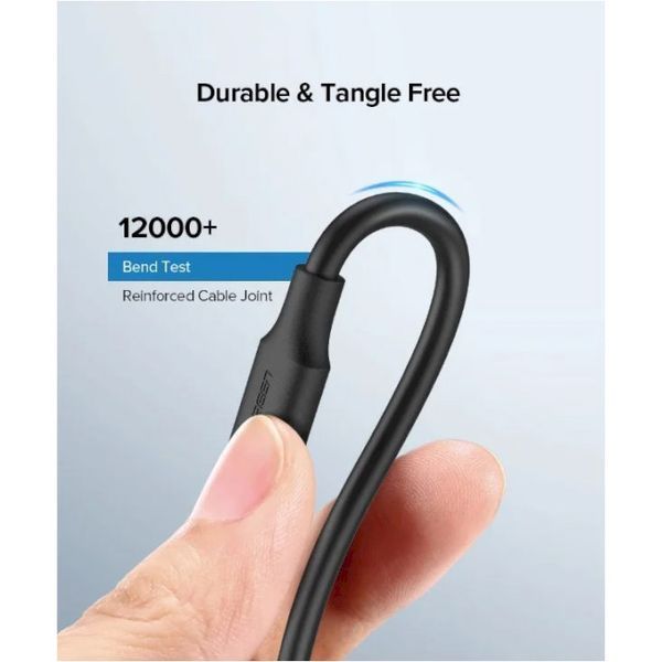 Кабель UGREEN US287 USB 2.0 To USB Type-C Cable Nickel Plating 3A 1m (60116) Black 283255 фото