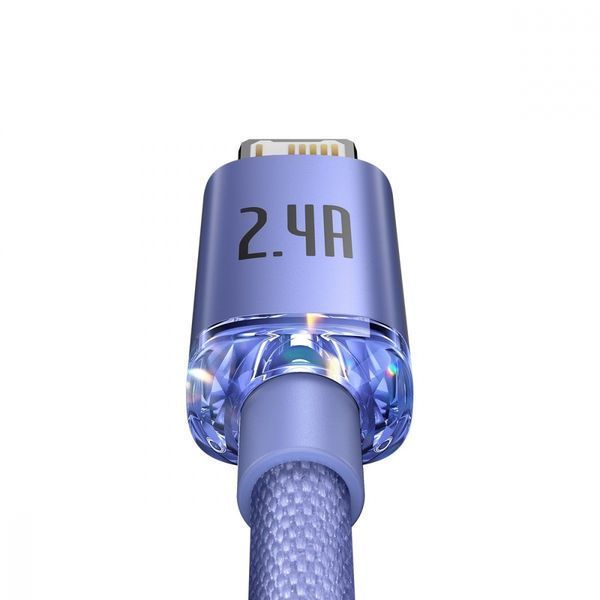 Кабель Baseus Crystal Shine Series Fast Charging Data USB кабель USB To IP 2.4 A 2M (CAJY000103) Blue 253536 фото