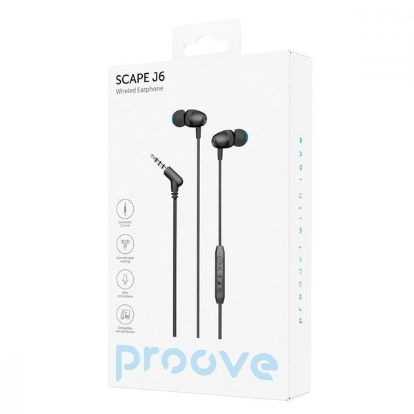 Дротові навушники Proove Scape J6 (3.5mm) (WESJ60000801) Black 286784 фото