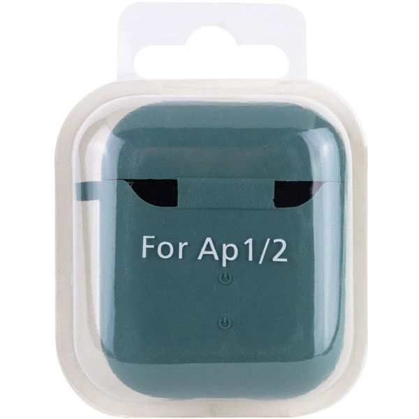 Силіконовий футляр з мікрофіброю для навушників Airpods 1/2 Зелений / Pine green 201984 фото