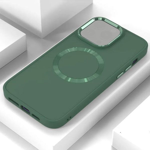 TPU чохол Bonbon Metal Style with MagSafe для Apple iPhone 14 (6.1") Зелений / Pine green 270694 фото