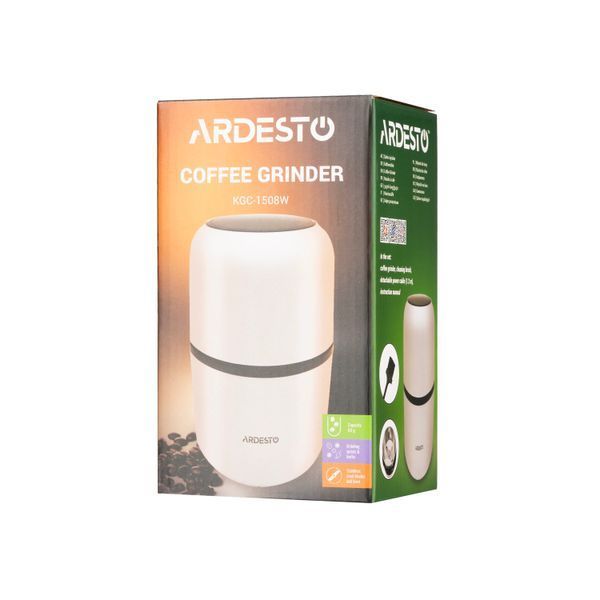 Кавомолка Ardesto роторна 150Вт, об'єм зерен-80г, пластик, білий (KGC-1508W) 367807 фото