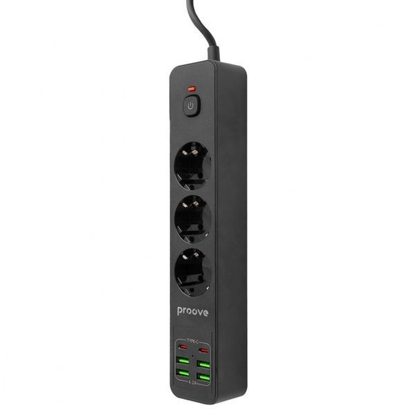 Мережевий Фільтр Proove Power Strip P-03 (3 розетки + 4 USB + 2 Type-C) 2М (PSP342420001) Black 324824 фото