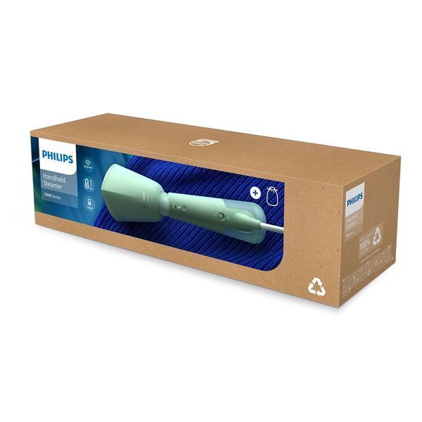 Відпарювач Philips компактний Series 5000, 1400Вт, 120мл, паровий удар -24гр, складана ручка, пластик, сіро-зелений (STH5010/70) 375512 фото