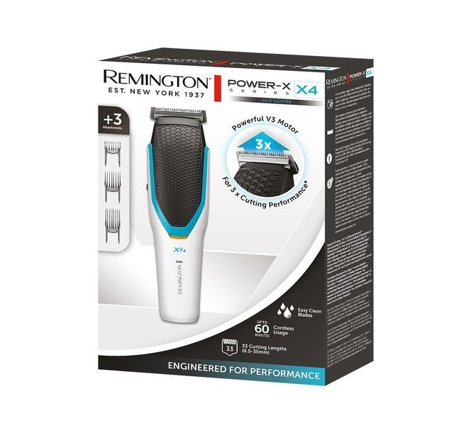 Машинка для стрижки Remington Power X Series X4, мережа+акум., насадок-3, сталь, біло-чорний (HC4000) 363213 фото